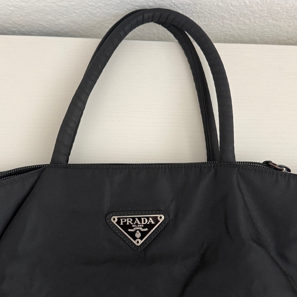 Prada Black Nylon Tote with Triangle Logo - Picture 2 of 13